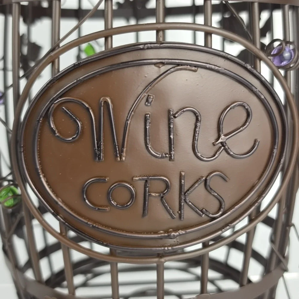 Wine Barrel Cork Cage Metal Grapevine Beaded Holder Epic Products New With Tags
